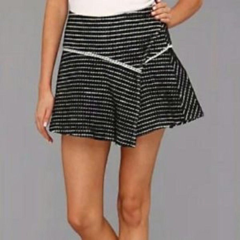 FREE PEOPLE Striped Woven Mini Skater Skirt Sz 10